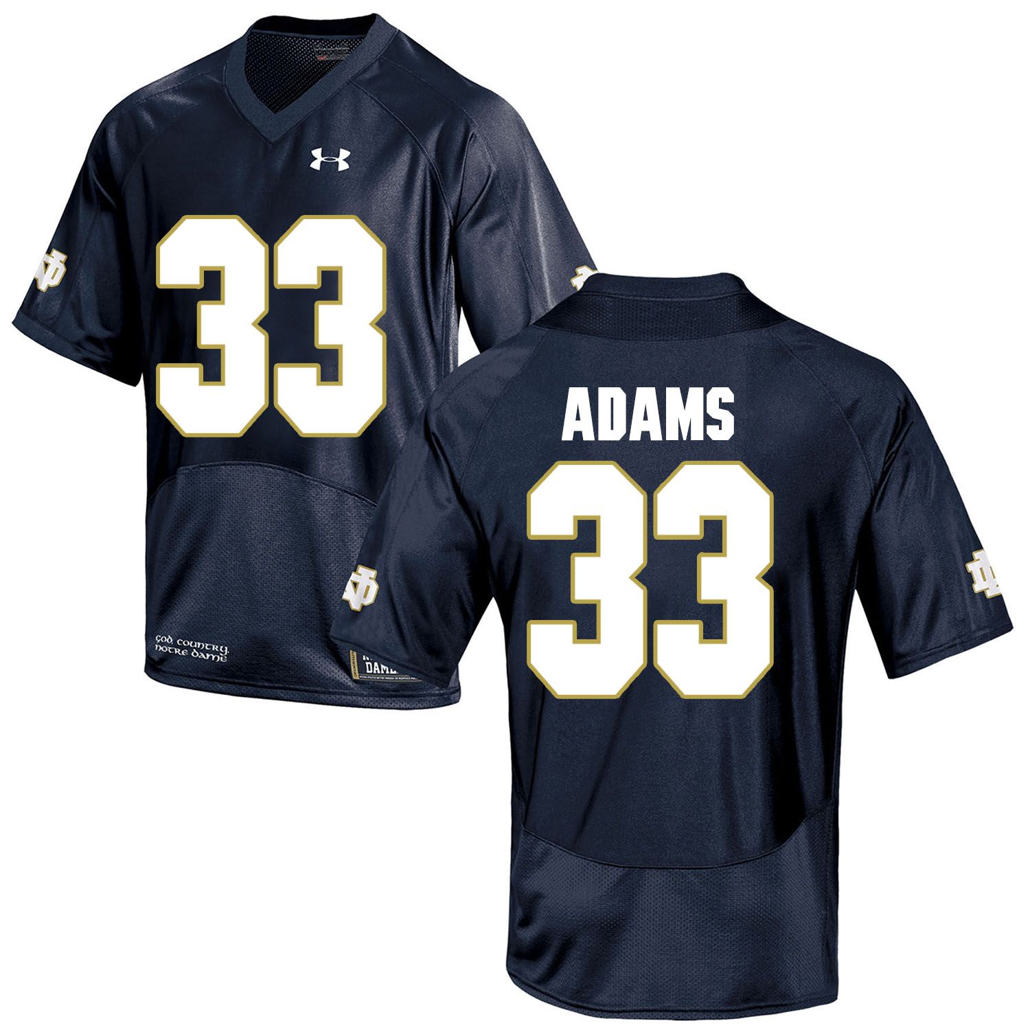 Men Norte Dame Fighting Irish #33 Adams Navy Blue Customized NCAA Jerseys->customized ncaa jersey->Custom Jersey